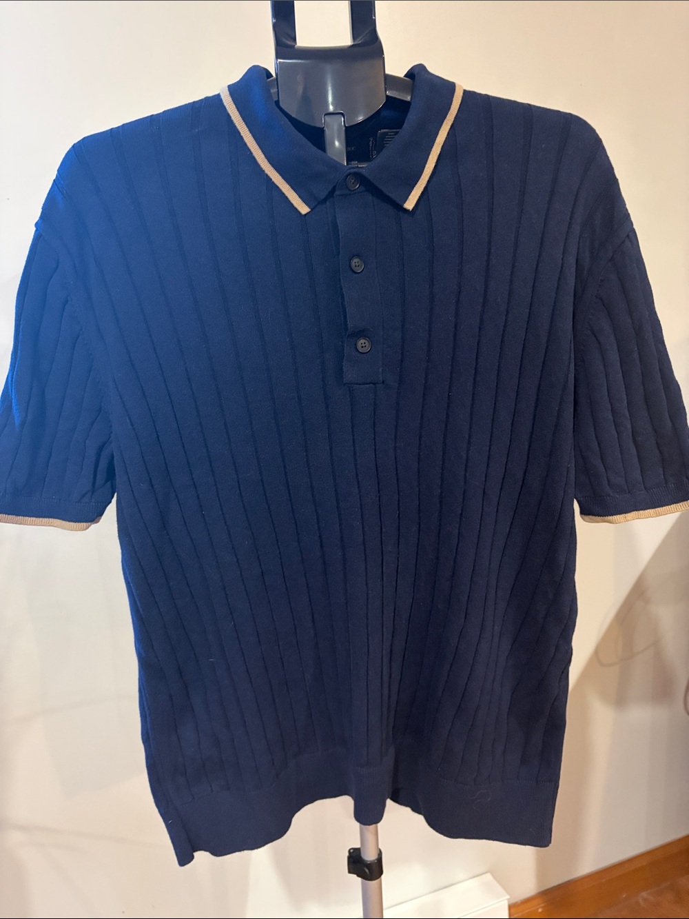 Banana Republic Navy Polo with Tan Contrast Trim